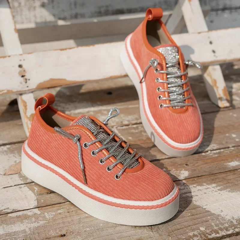 Women's Low-top Vulcanized Shoes Round Toe Casual Shoes Flat