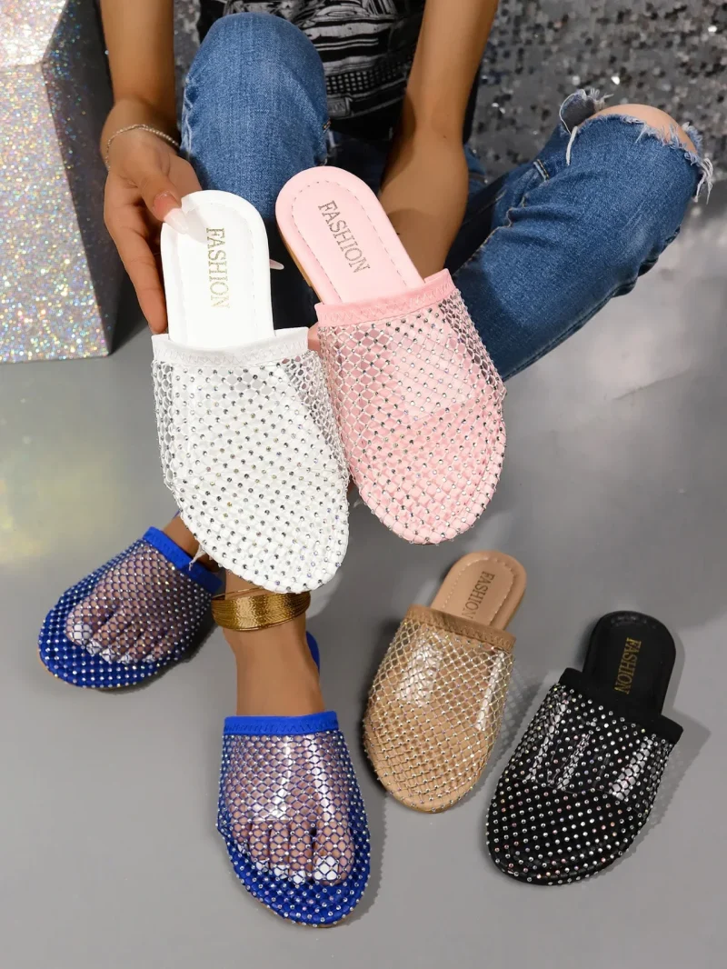 Women Flat Slippers 2024 New Summer Casual Beach Mesh - Image 7