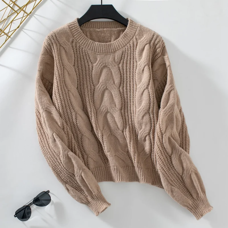 Solid Color Twists O-Neck Pullovers Women's Autumn - Image 2
