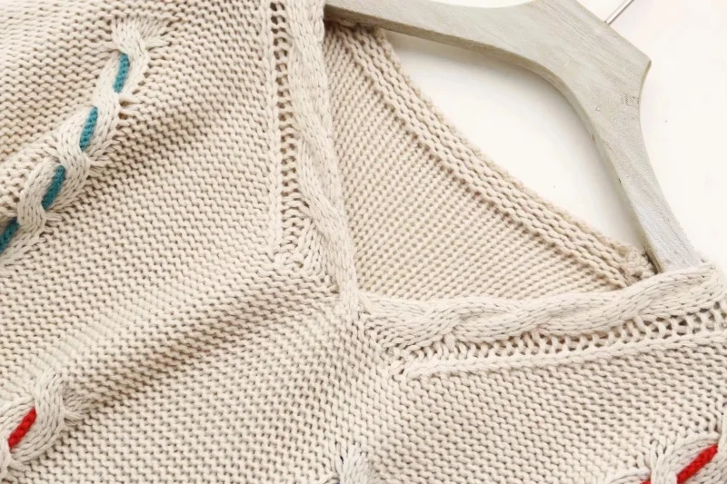 Loose V Neck Tassel Pullover Sweater Women's 20242 Autumn - Image 13