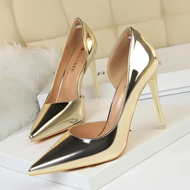 Women 10.5cm High Heels Pumps Lady Stripper Stiletto Metallic - Image 16