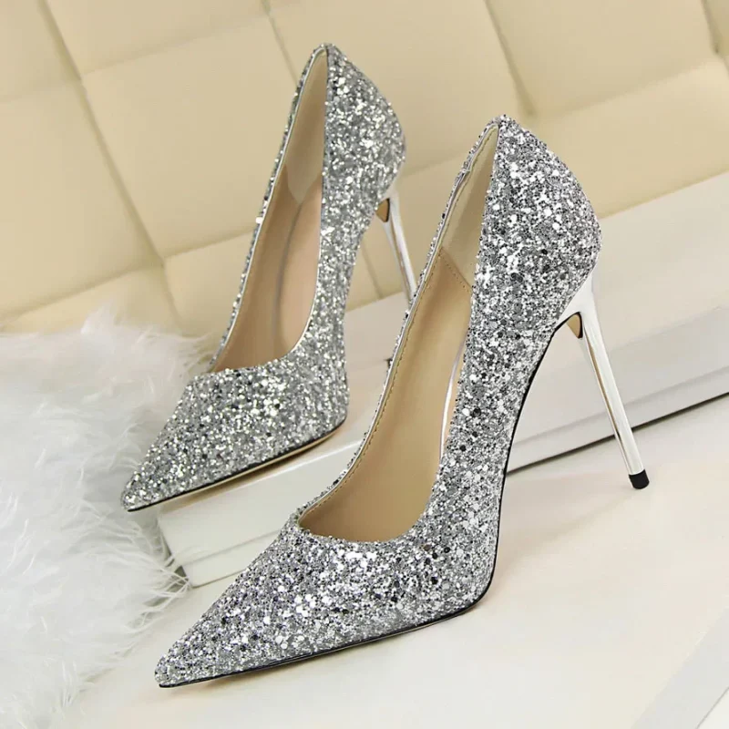 Women 7cm 9.5cm High Heels Pumps Wedding Bridal Scarpins - Image 20