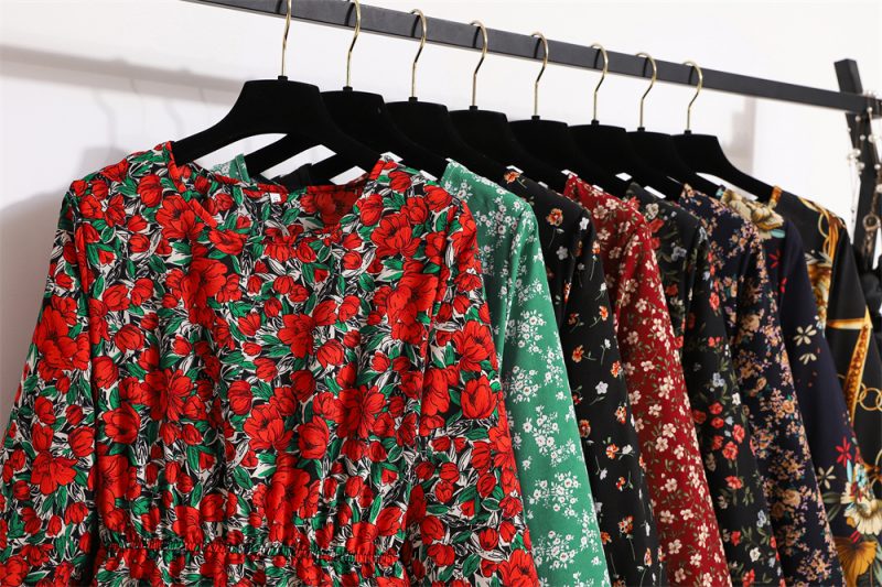 Autumn Spring Chiffon Dresses Fashion Female Full Sleeve