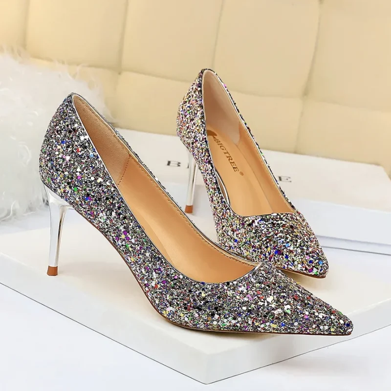 Women 7cm 9.5cm High Heels Pumps Wedding Bridal Scarpins - Image 17