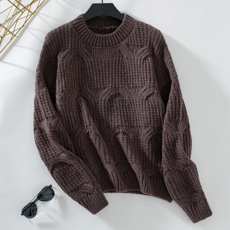 Women's Solid Color O-Neck Knitted Pullover Autumn - Image 2