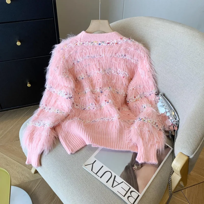 Korean Style Sweet Mohair Cardigan Women 2024 - Image 12