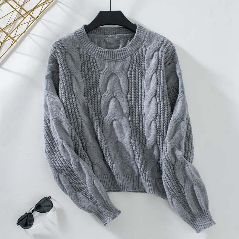 Solid Color Twists O-Neck Pullovers Women's Autumn - Image 12