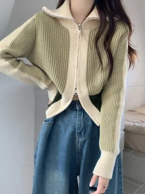 Korean Fashion Knitted Cardigans Women 2024 Fall