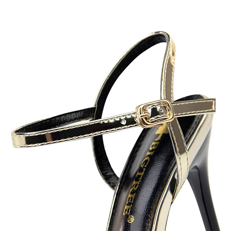 Women 11cm High Heels Sandals Lady Metallic Gray - Image 14