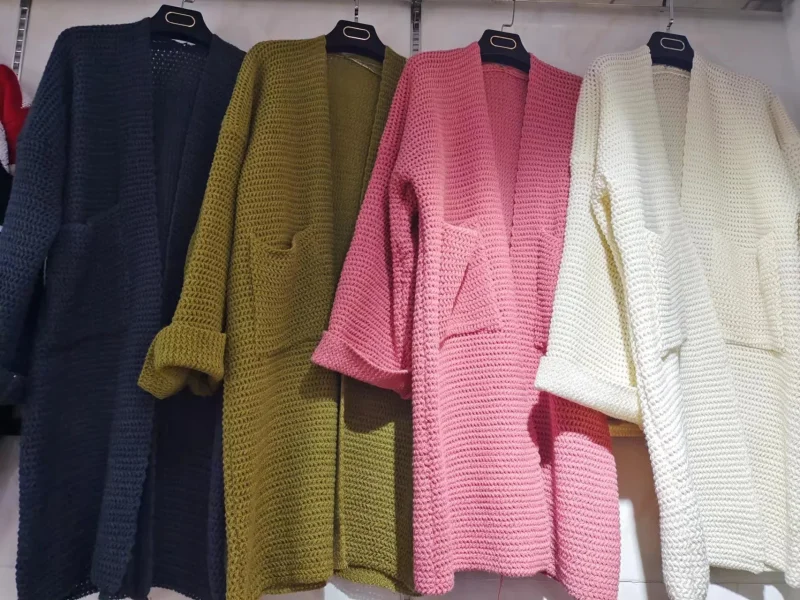 Winter Korean Style Solid Large Pocket Knitted Cardigan