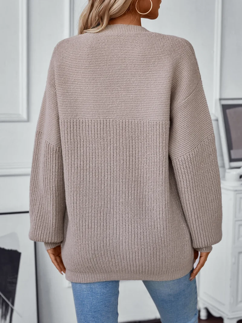 Autumn Winter Casual Loose Solid Color Long Knitted Cardigan Jacket - Image 9