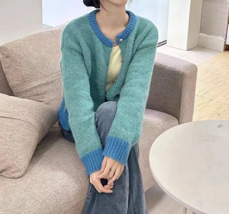 Women Korean Fashion Knitted Cardigan Soft Short Top Outerwear 2024 - Image 9