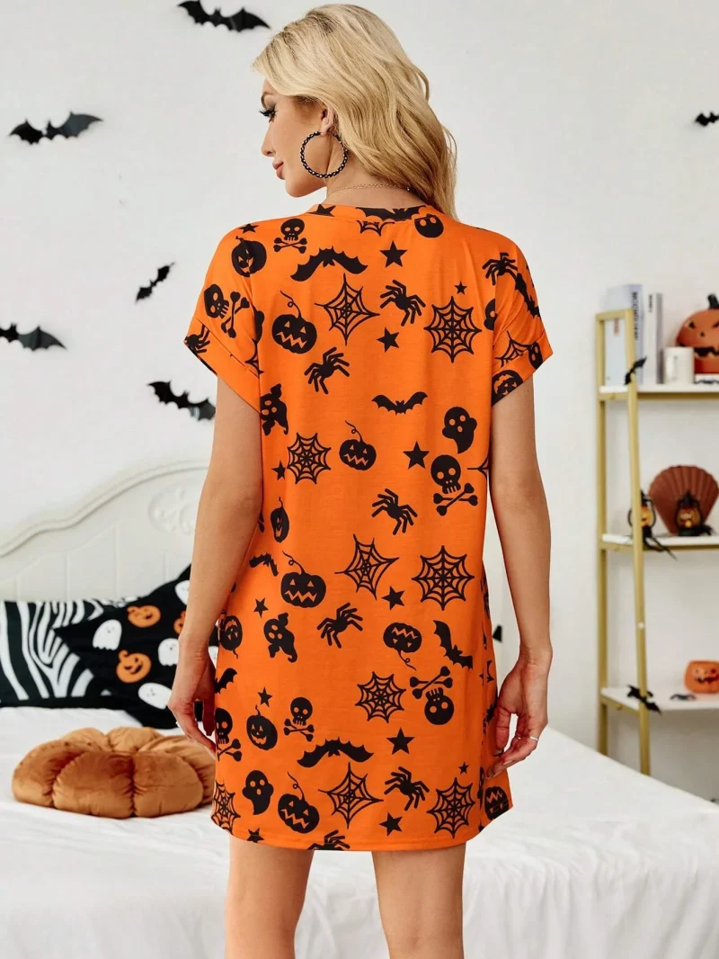 Women's Halloween Wreath Pattern Casual Summer Dress Halloween - Image 3