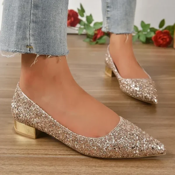 Autumn New Fashion Pointed Shiny Face Shallow Mouth Large Heels for Women's - Image 6