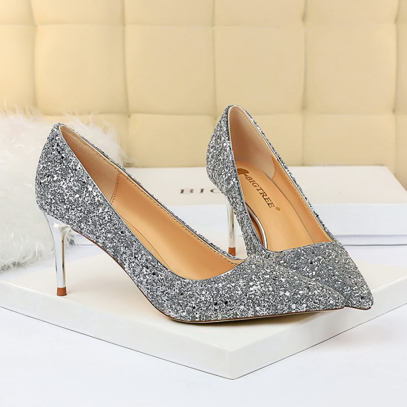 Women 7cm 9.5cm High Heels Bling Pumps Wedding Bridal Scarpins - Image 13