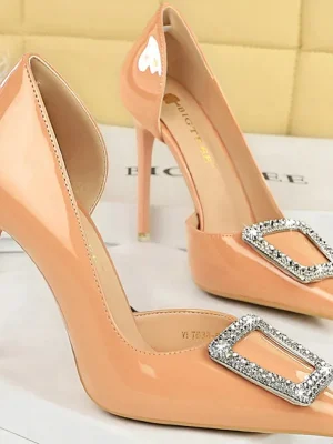 Fairy Style 10.5cm Super High Heels Pumps Patent Leather Shallow Pointed Toe