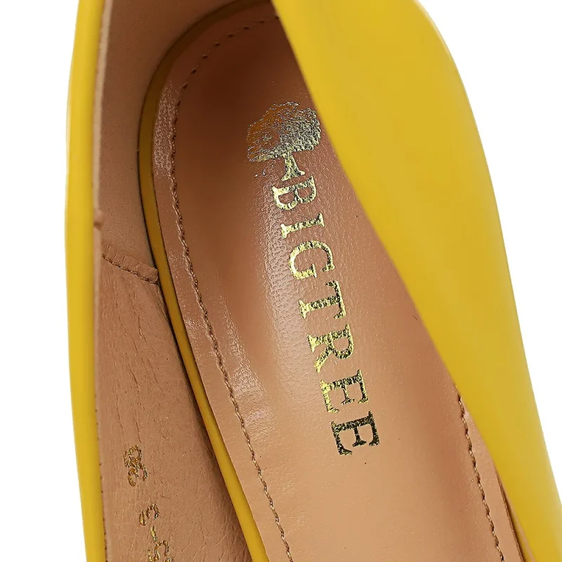 Women Fetish 7.5cm High Heels Nude Yellow Pumps Wedding Bridal - Image 5