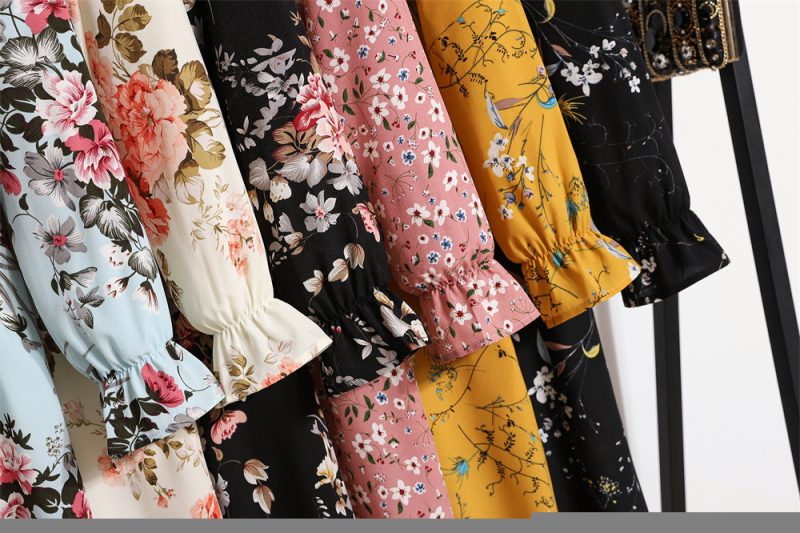 Full Sleeve Vintage Printed Floral Zipper Casual Long Dress Women Maxi - Image 9