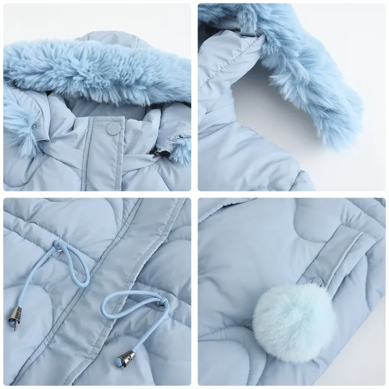 Winter Thick Warm Parka Women Fashion Detachable Hooded Fur Jackets - Image 6