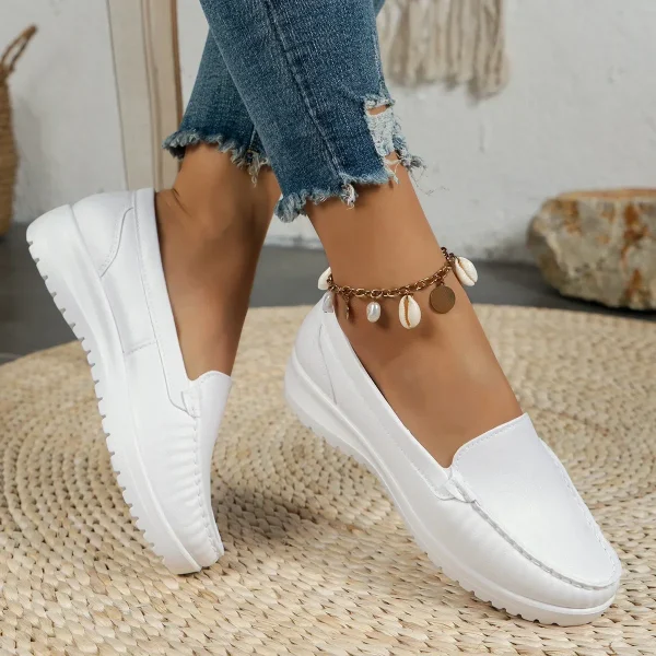 Autumn Casual Fashion Round Toe Flat Solid Color Comfortable - Image 3