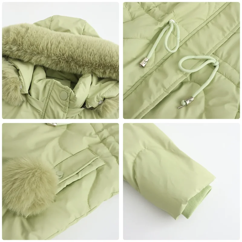 Winter Thick Warm Parka Women Fashion Detachable Hooded Fur Jackets - Image 8
