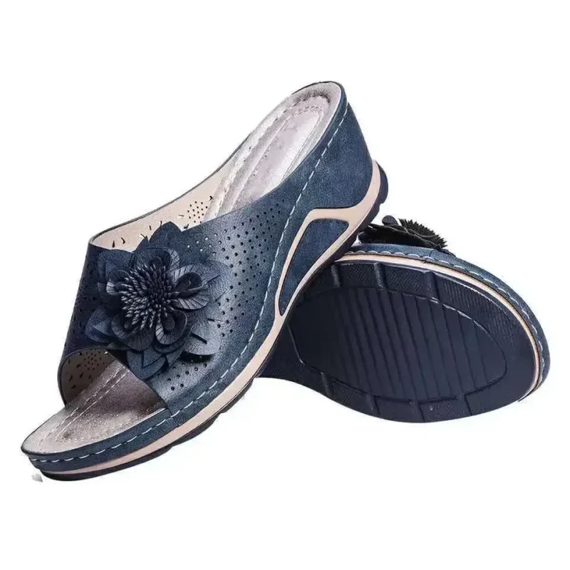Women's Slippers Casual Flower Hollow Wedge Beach Shoes Outdoor - Image 3