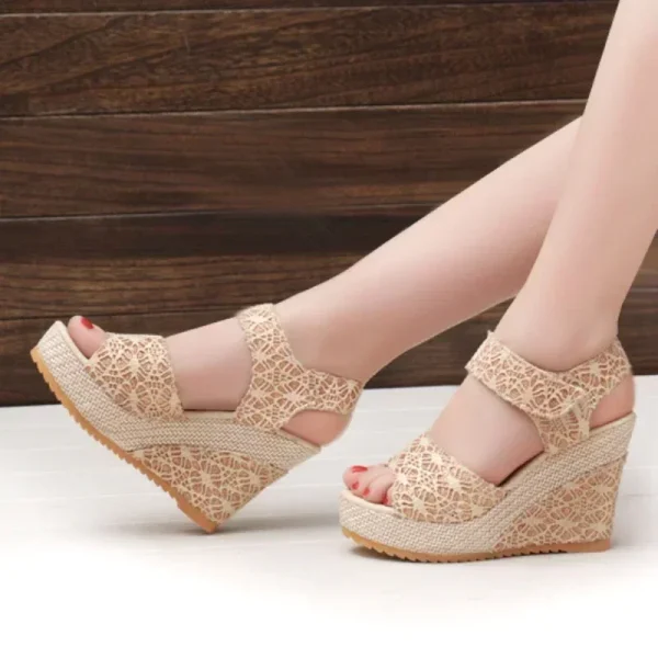 Women's Wedges Sandals 2024 Summer New Fashion Mesh Peep Toe - Image 7