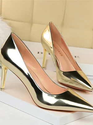 Women Patent Leather Pumps 7.5cm 10.5cm High Heels