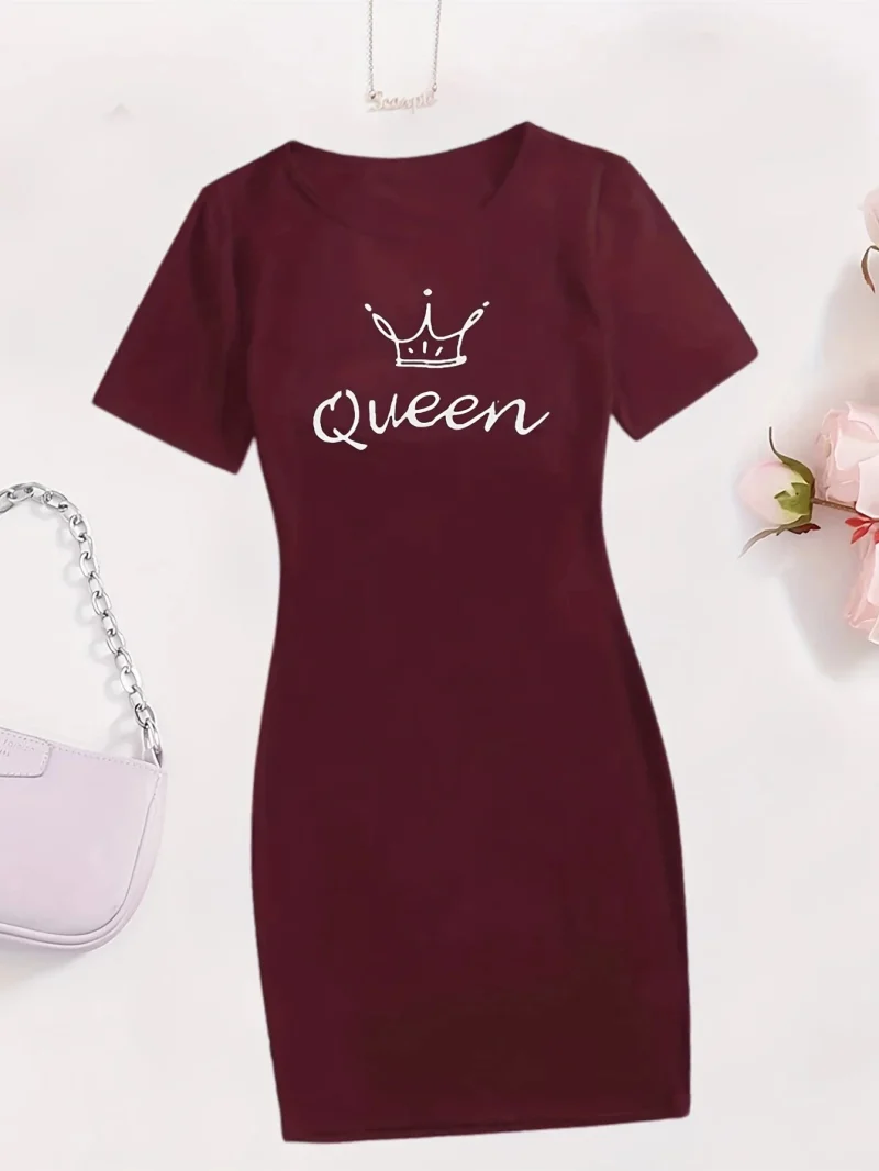 Queen Print Casual T-shirt Dress Summer Fashion Short Sleeve - Image 5
