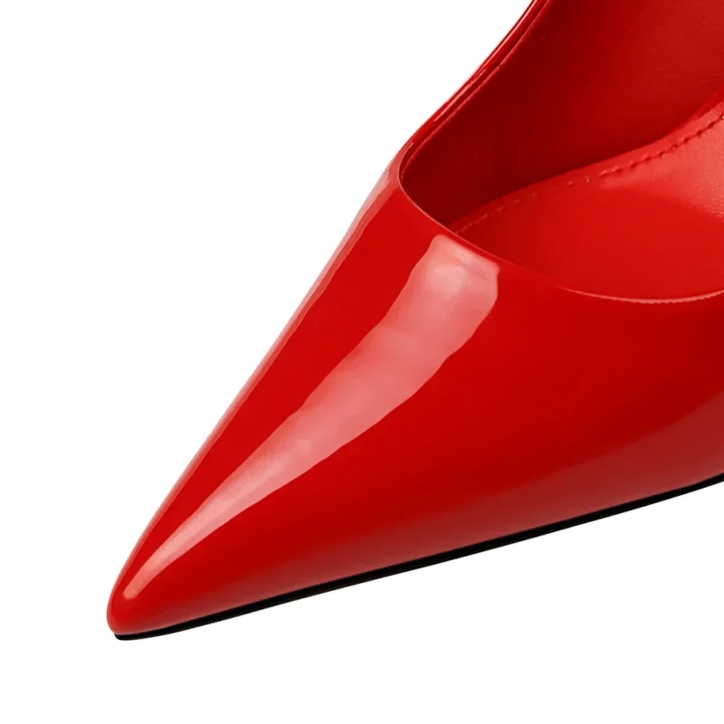 Women Fetish 9.5cm High Heels Nude Pumps Glossy Leather - Image 6