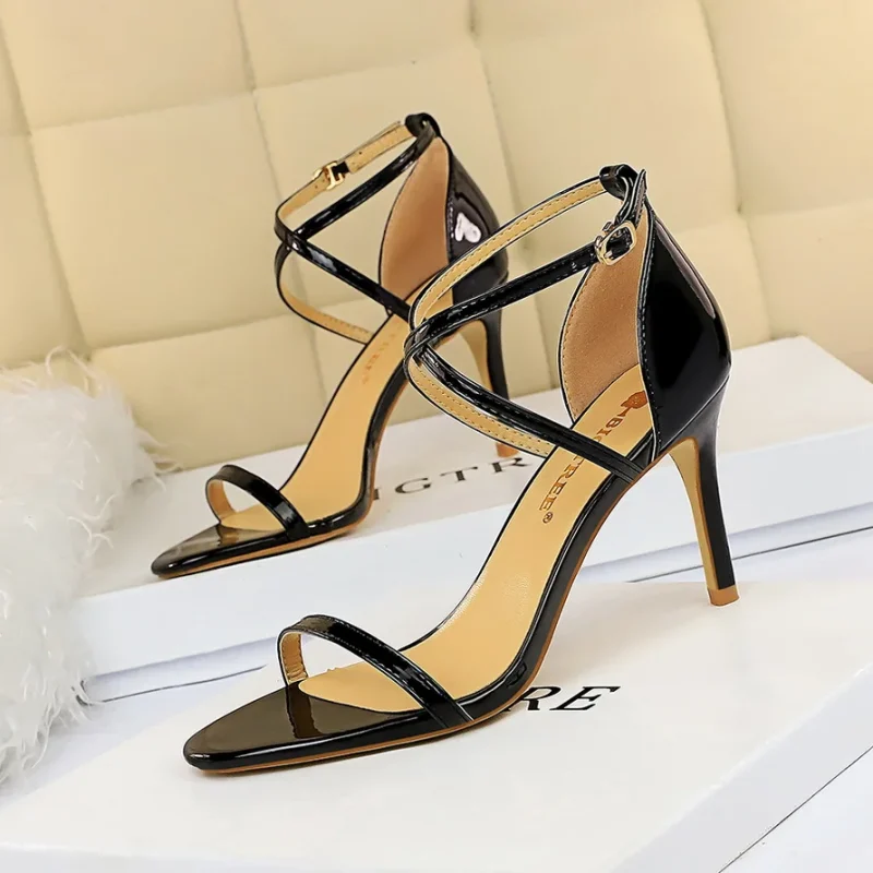 Summer Mid Low Heels Champagne Gold Sandals Roman Pumps Lady - Image 19