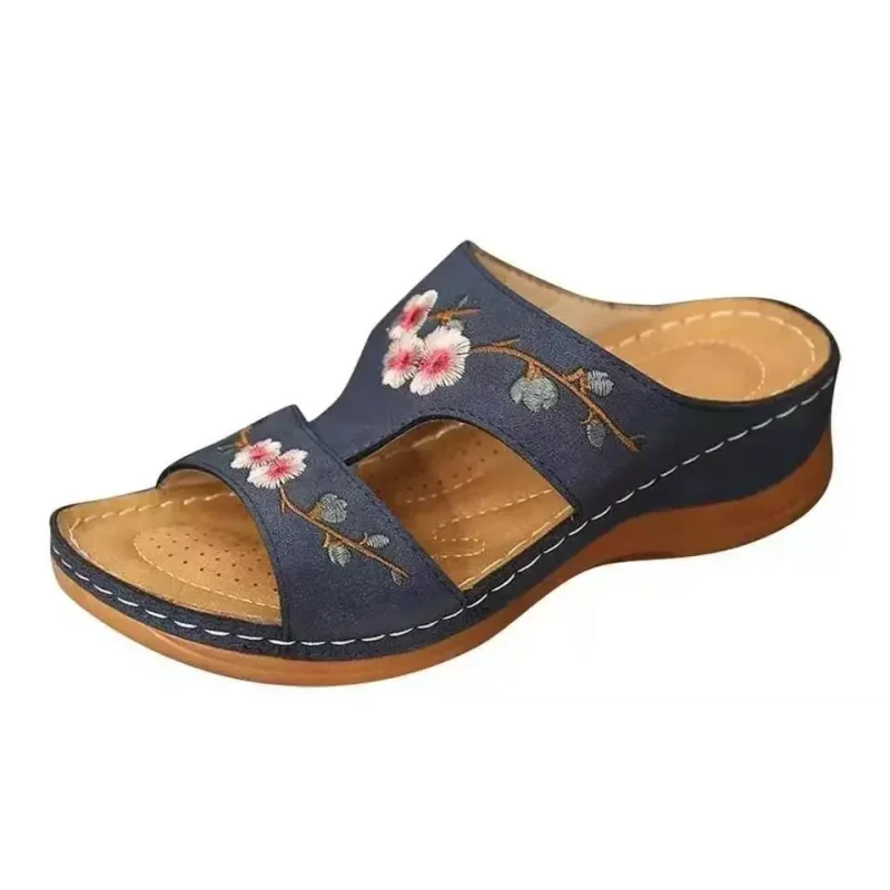Women's Casual Slippers Fashion Hollow Flowers Wedge Sandals Outdoor - Image 7