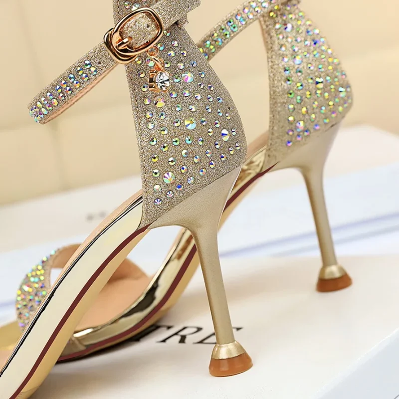 Women Summer Sandals 8.5cm High Heels Rhinestone Crystal - Image 6