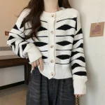 Wave Striped Knitted Sweater Women 2024 - Image 11