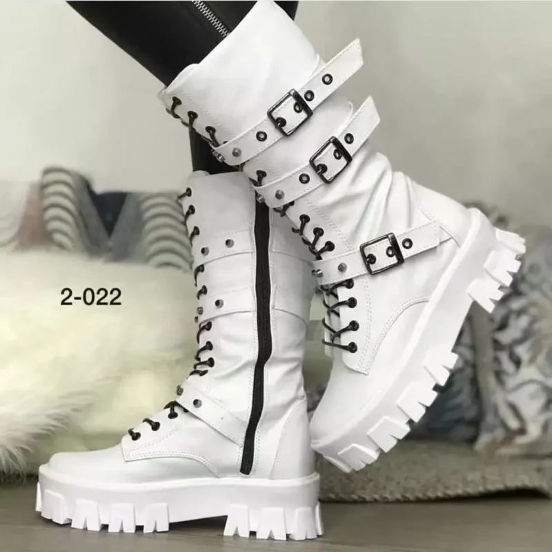 Women Autumn Winter Fashion Lace-up Zipper Botas Mujer Boots Sports - Image 3