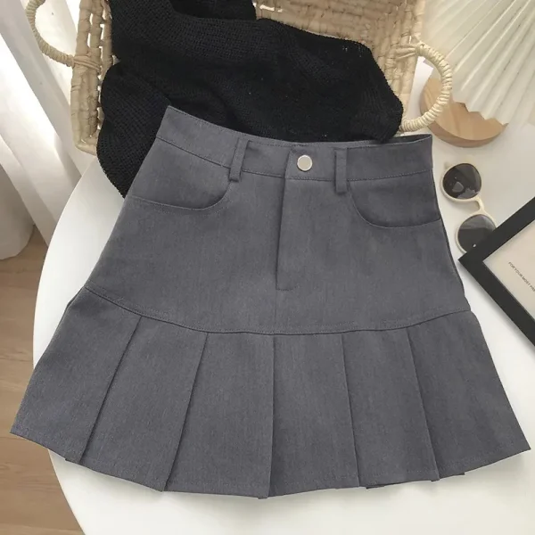 Women Sweet Mini Skirt Korean Preppy Style High Waist Folds Female - Image 4