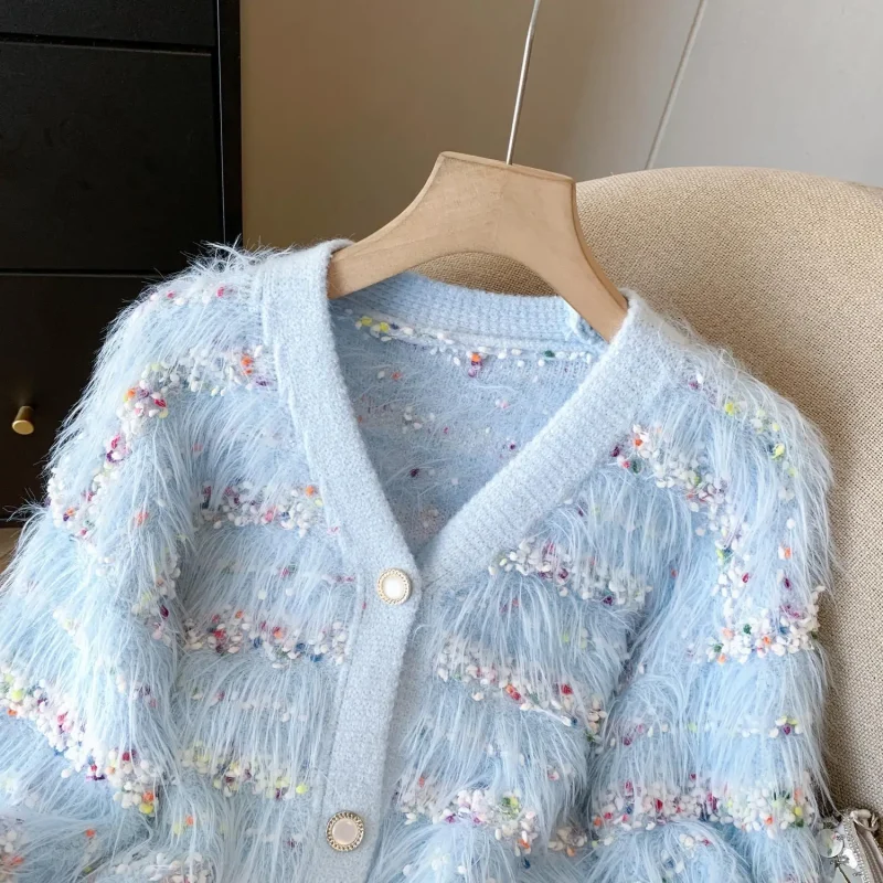 Korean Style Sweet Mohair Cardigan Women 2024 - Image 13