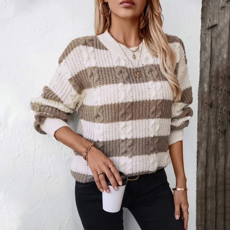 Winter Striped Long Sweater Women 2024 New Autumn - Image 7