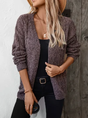 Pocket Twist Knitted Cardigan Women Autumn