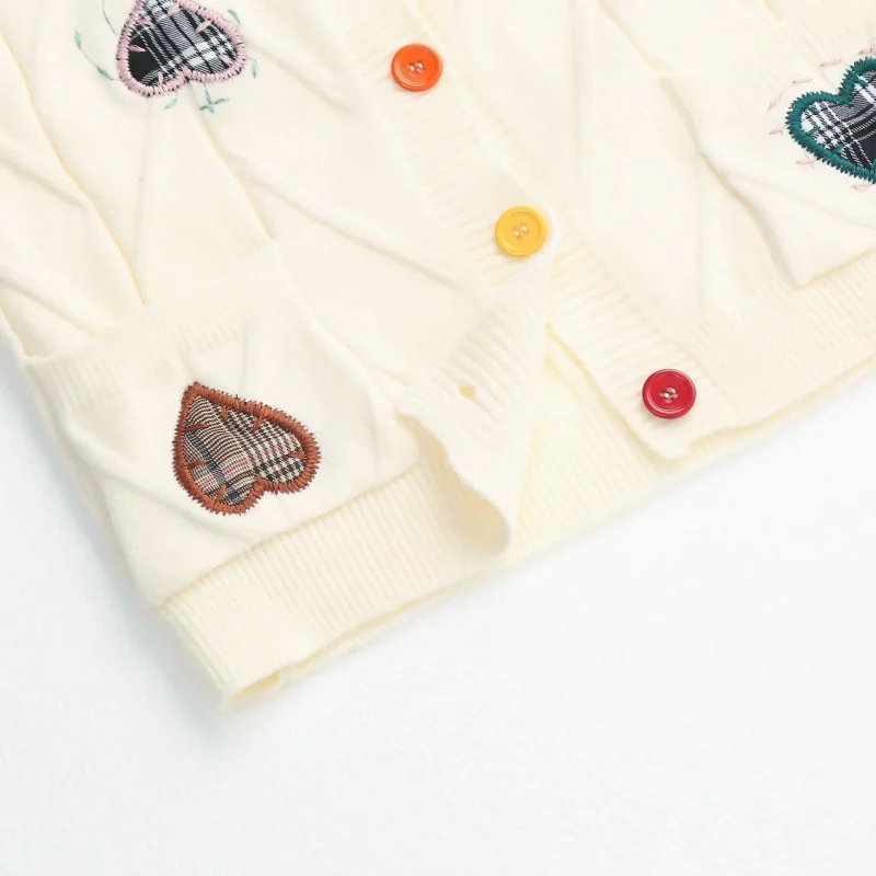 Heart Embroidery Knitted Cardigan Women 2024 Autumn - Image 9