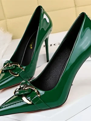 Women Fetish 9.5cm High Heels Nude Pumps Wedding Bridal Stiletto Sexy Green Heels