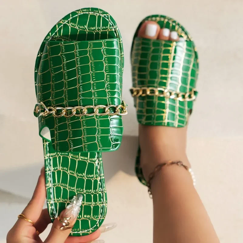 Women's Breathable Slippers with Elegant Chain Decoration - Image 2