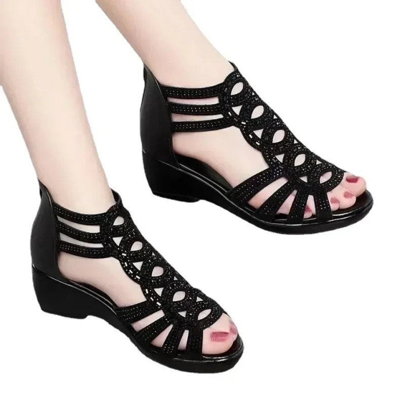 Soft Leather Roman Sandals Women 2024 Summer New Soft Sole Outwear - Image 5