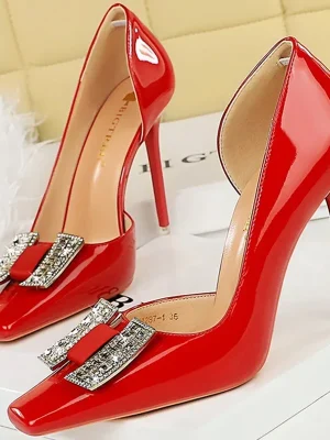 Western Style Party 10.5cm Super High Heels Pumps Patent Leather