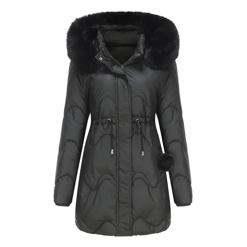 Winter Thick Warm Parka Women Fashion Detachable Hooded Fur Jackets - Image 2