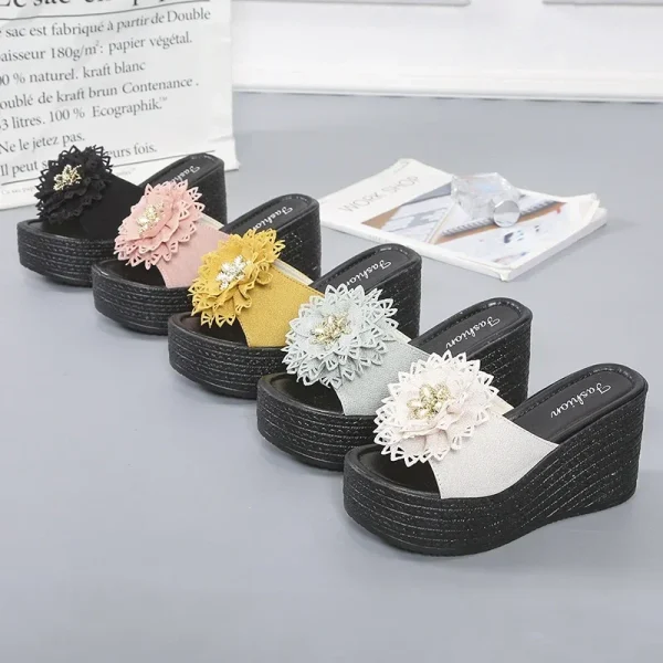 Women Sandals Platform Sandals Shoes Women Summer Sandals Bow Slipper - Image 6