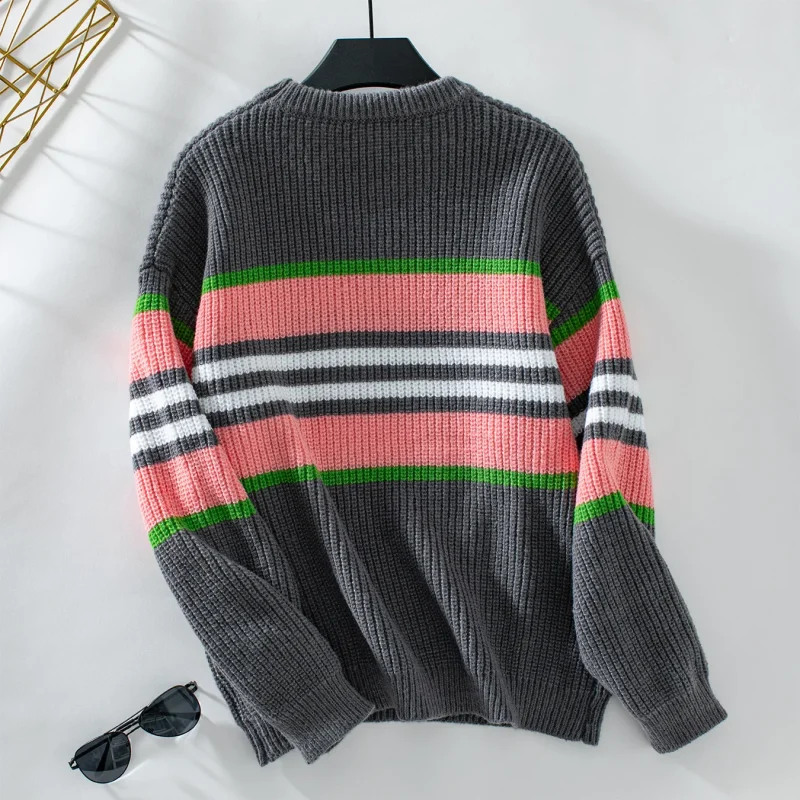 Rainbow Striped O-Neck Pullover Women 2024 - Image 14