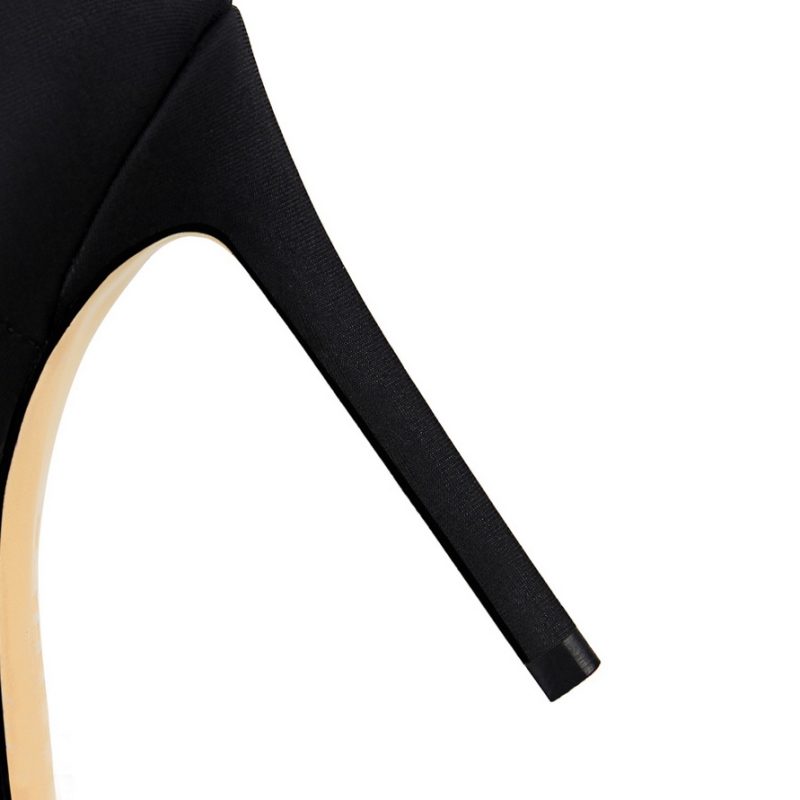 Women 7.5cm 10cm High Heels Silk Sock Boots Green Low Heels - Image 9