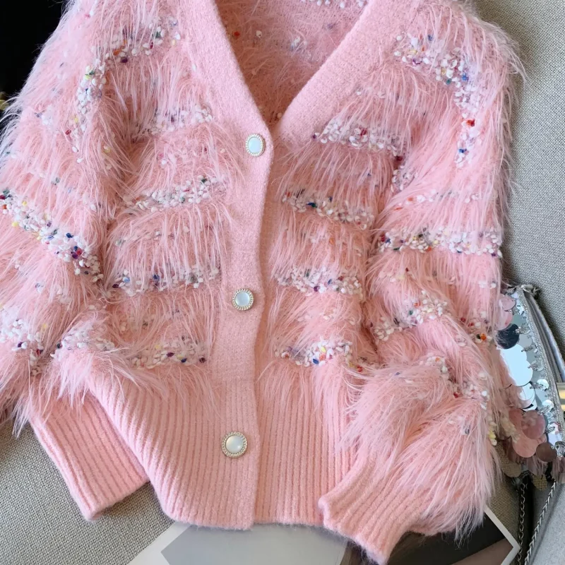 Korean Style Sweet Mohair Cardigan Women 2024 - Image 11