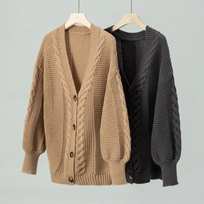 Twist Cross Single Breasted Knitted Cardigan Women's Autumn - Image 13